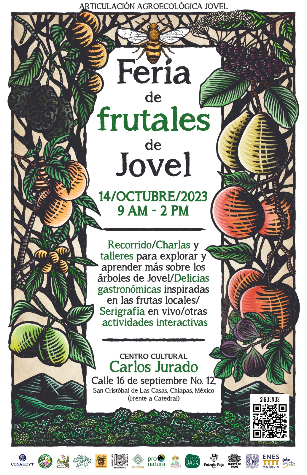 invitación a la primera feria de frutales sábado 14 de octubre en el centro cultural Carlos jurado